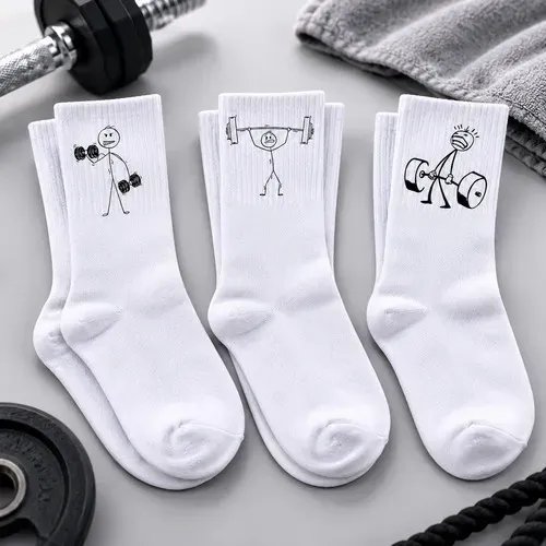 Kit 3 Pares Meia Boneco Magr Academia Maromba Treino Corrida Boneco Boneco-magrinho