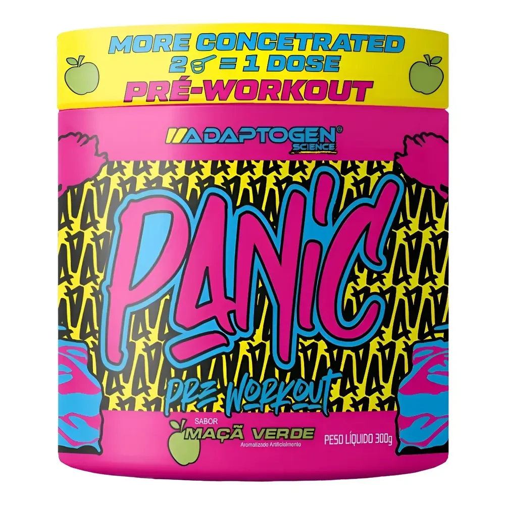 Panic Pré Treino Adaptogen Com Creatina Maça Verde 300g Maçã Verde