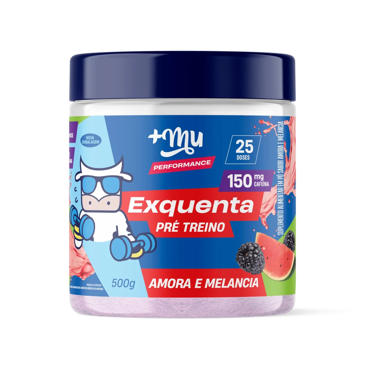 +Mu Pré Treino Exquenta Sabor Amora e Melancia - 500g