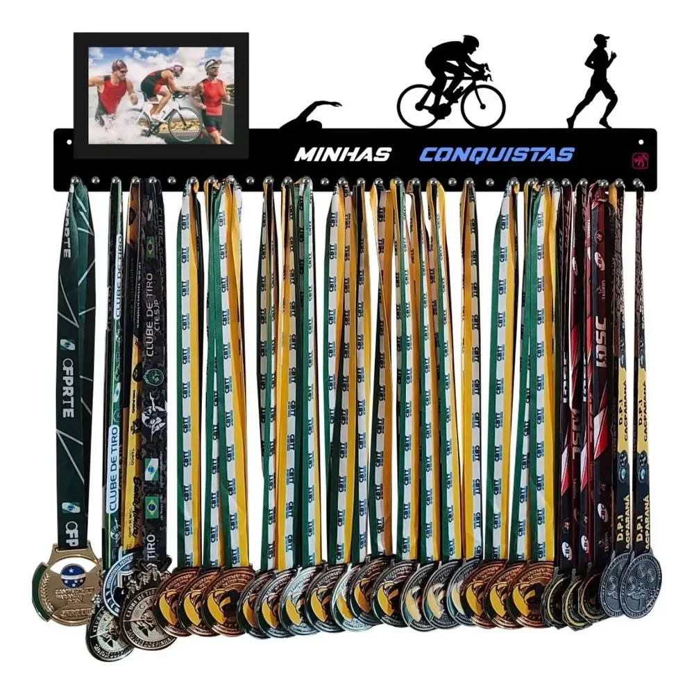 Porta Medalhas Triathlon Para Até 100 Medalhas, Cor Preto
