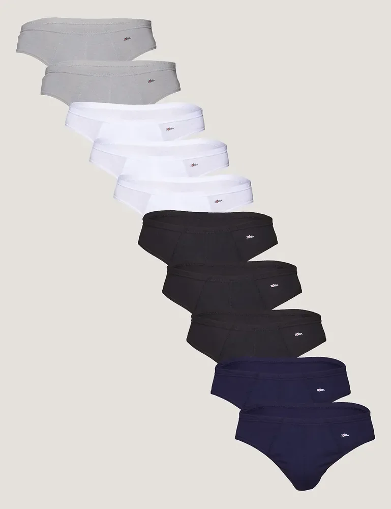 Kit Com 10 Cuecas Slip 100% Algodão Zorba Lisa Branco Azul Grafite Preto G