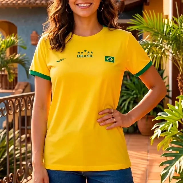 Camiseta Do Brasil Dry Fit Uv Copa Do Mundo Elite Feminina