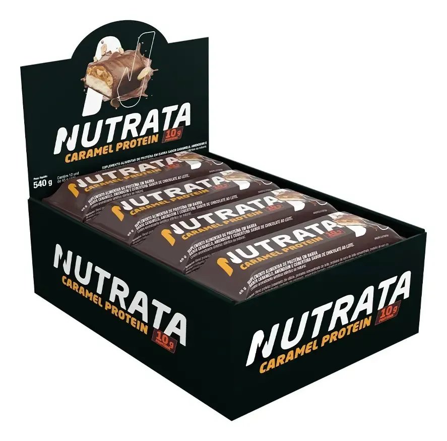 Nutrata Caramel Protein 45g display com 12 barras - Caramel