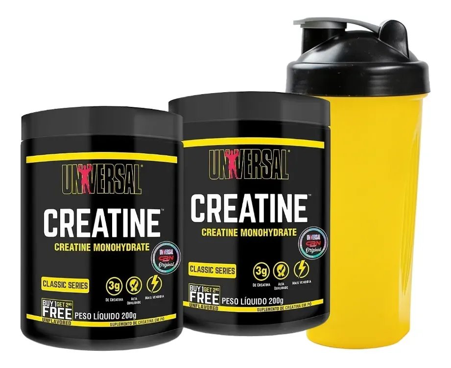 Kit Creatina Monohidratada 400g+coqueteleira 600ml-universal Sem Sabor