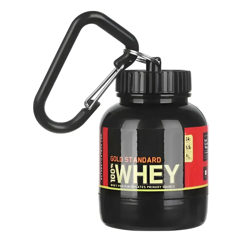 Chaveiro Whey Protein Suplemento Capsula Porta Dose 100 Ml Preto
