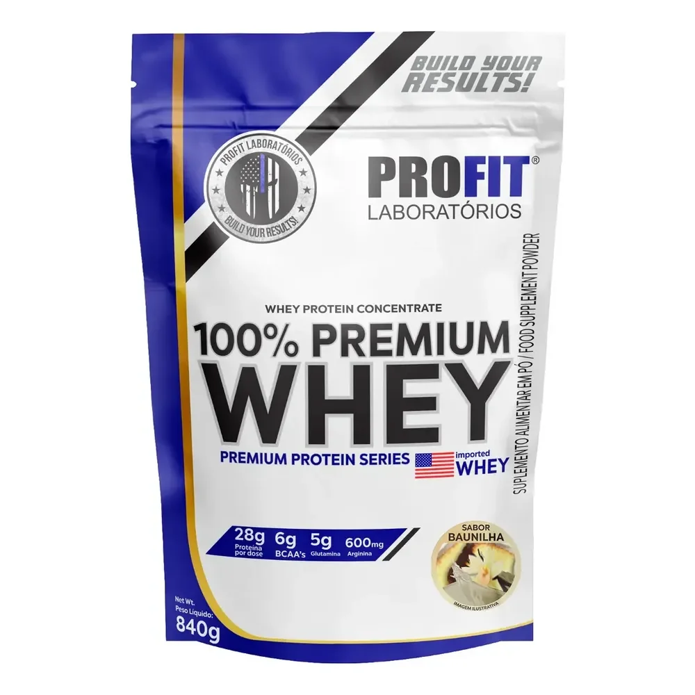 Whey Protein 100% Concentrado Premium 840g Profit Sabor Baunilha