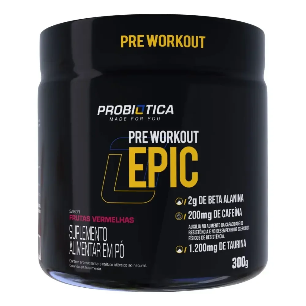 Pré Treino 300g Epic Pré Workout Probiótica Frutas Vermelhas Energia E Performance