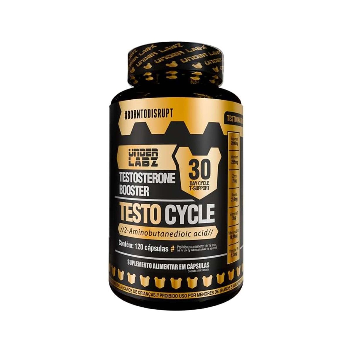 Testo Cycle - Under Labz | 120 Cápsulas - 30 Doses | Suplemento Masculino Natural | Performance, Vitalidade e Equilíbrio Hormonal com Vitaminas e Minerais Essenciais