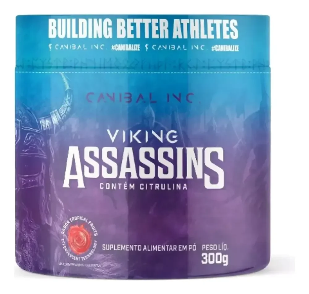 Viking Assassins Pre Treino 300g Canibal Sabor Frutas Tropicais Caféina Beta Alanina