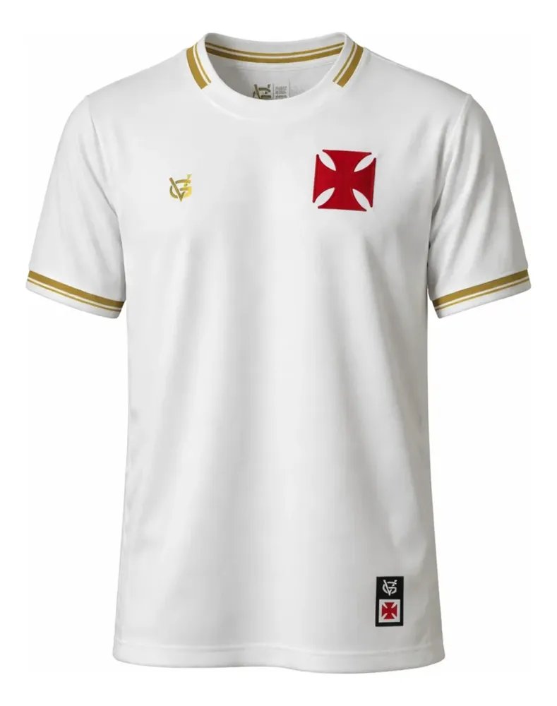 Camisa Vasco Vg Gold Masculina Símbolo Bordado Oficial Branco G