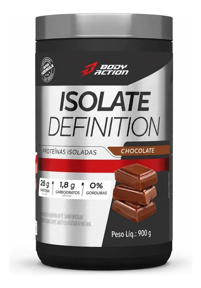 Whey Protein Isolado Isolate Definition BodyAction 900g Sabor Chocolate