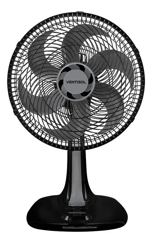 Ventilador Oscilante De Mesa Ventisol Turbo Premium 52w 30cm 6 pás Preto