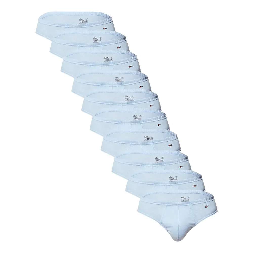 Kit Com 10 Cuecas Slip 100% Algodão Zorba Lisa Denim M