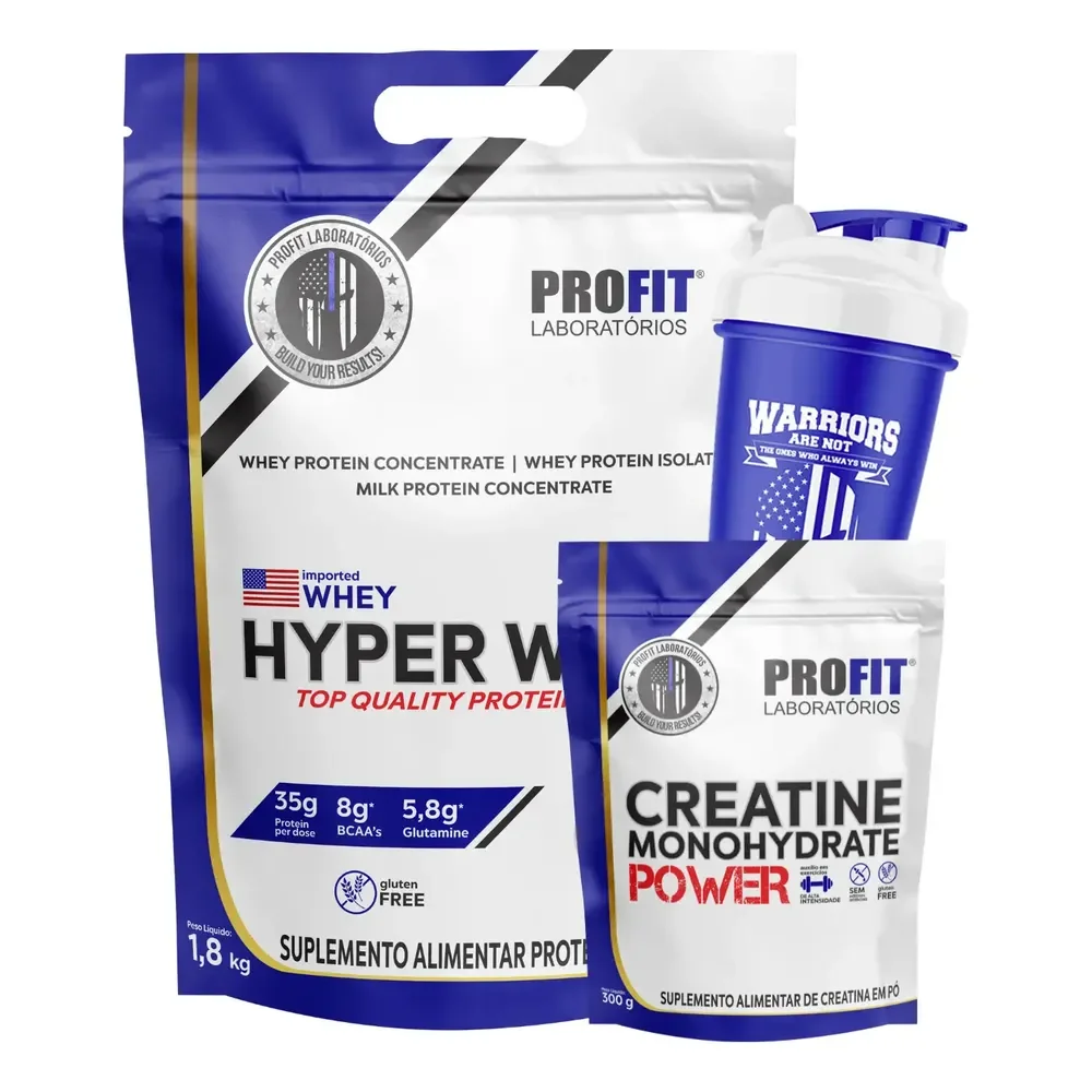 Kit Whey Protein Hyper 1,8kg + Creatina 300g Combo Profit Chocolate Com Pasta De Amendoim 1.8kg | Creatina 300g