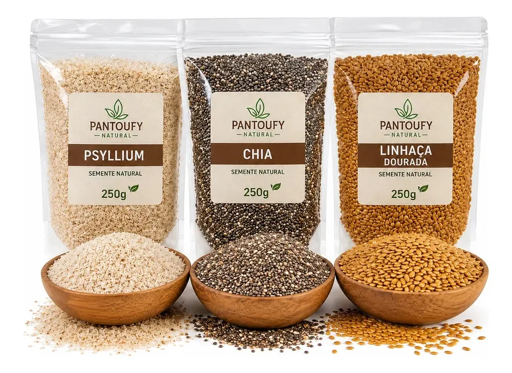 Mix 750g Fibras E Sementes Psyllium + Chia + Linhaça Dourada