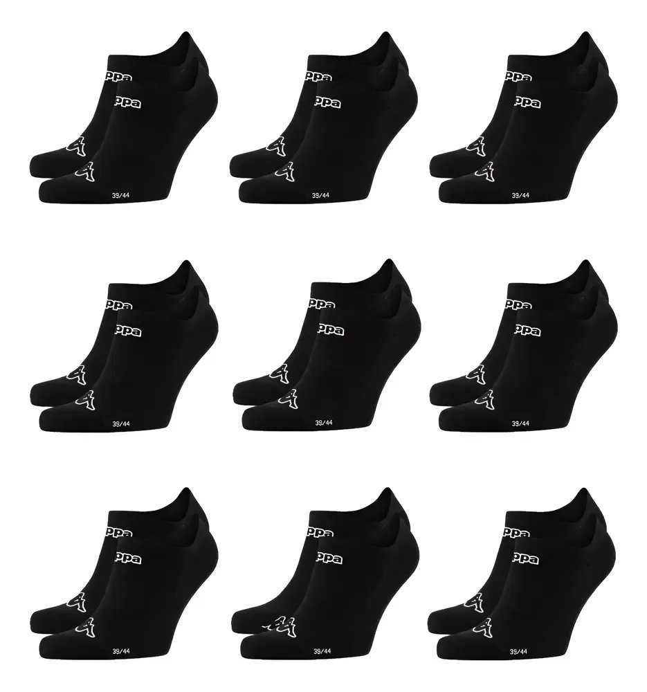 Meias Kappa Kit 9 Pares Sapatilha Soquete Invisível Original Preto 38-43