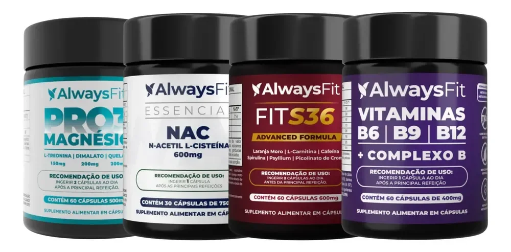 Kit Pro Da Alwaysfit + Pro3mag + Nac + Fits36 E Complexo B Sem Sabor