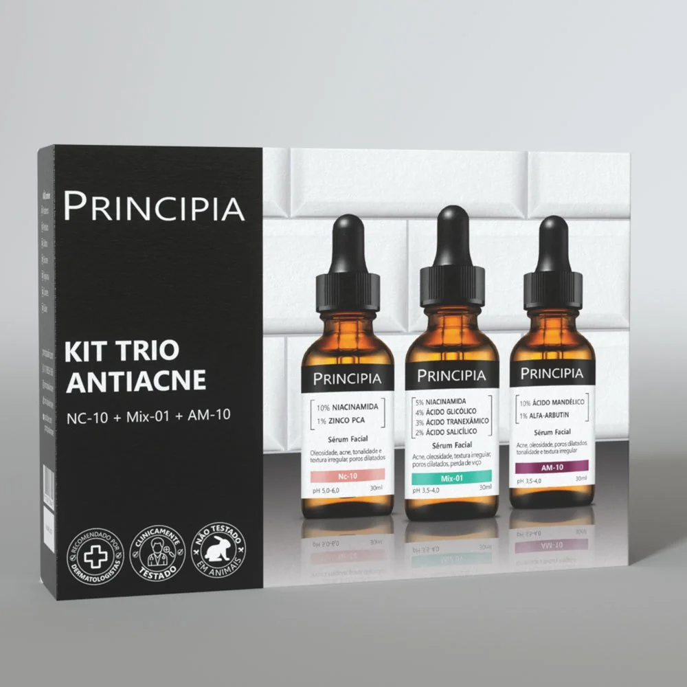 Principia Kit Trio Antiacne c/ Sérum Niacinamida Nc-10 + Sérum Mix-01 + Sérum Mandélico Am-10