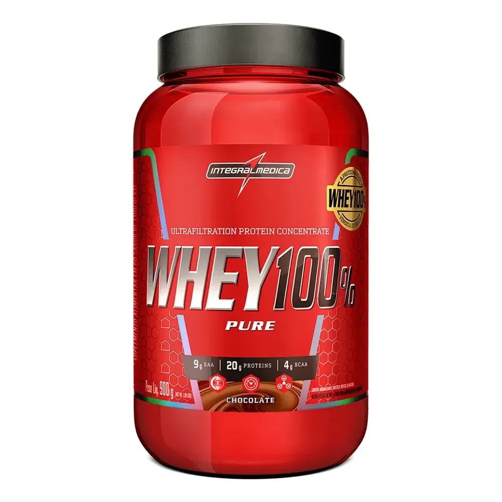 Whey 100% Pure Chocolate 900g Pote - Nutrição Completa Para Recuperação E Crescimento Muscular
