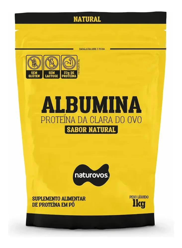 Albumina Naturovos Natural 1kg Refil Proteina