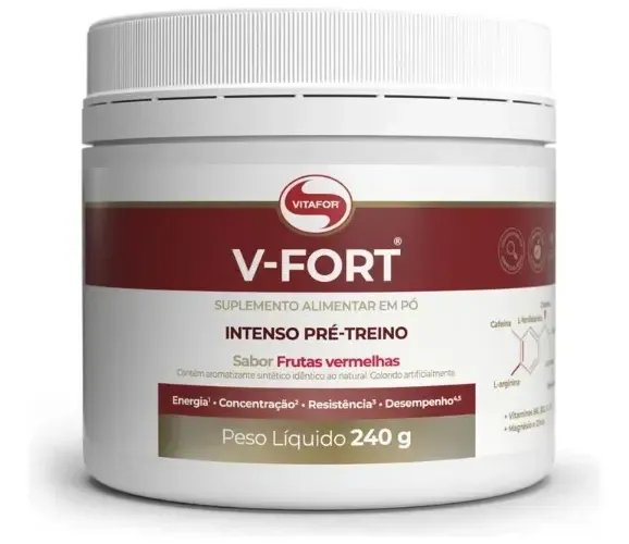 Suplemento V-fort Pré-treino Frutas Vermelhas 240g Vitafor