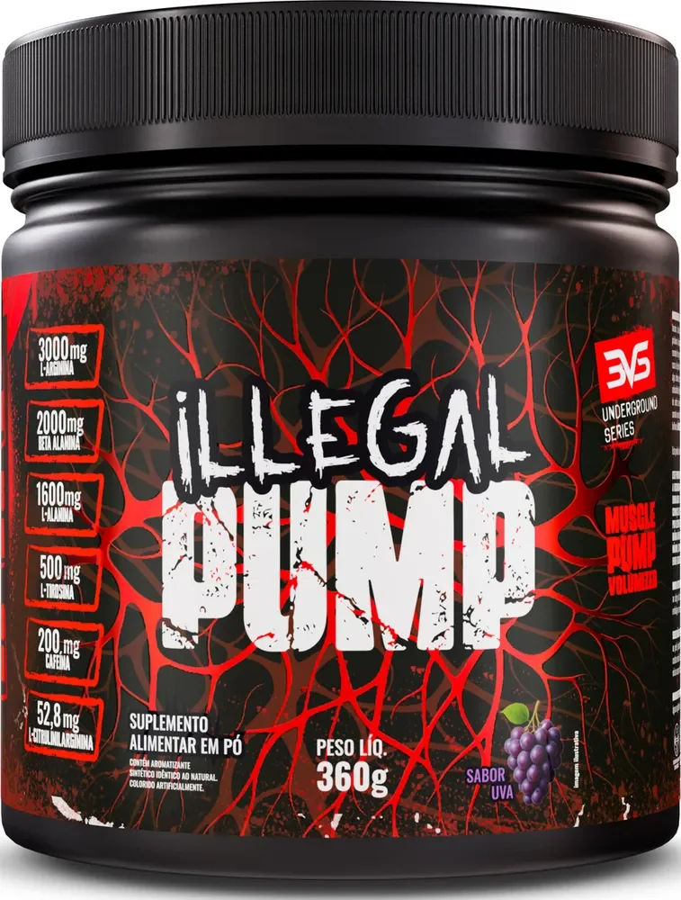ILLEGAL PUMP Sabor Uva - Pré Treino Extra Forte Formula Para A Performance Através Da Vasodilatação Avançada
