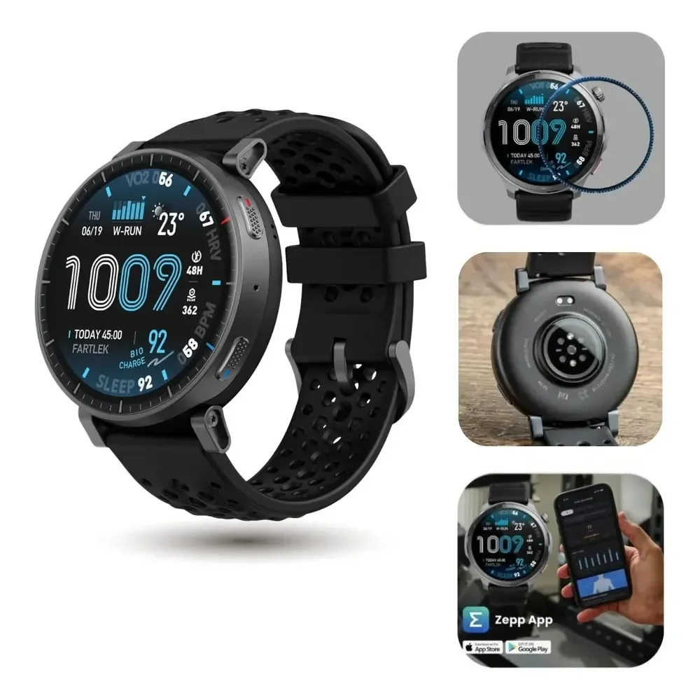 Smartwatch Amazfit Active Max Tela 1.5  Amoled Com Película Preto Mesh