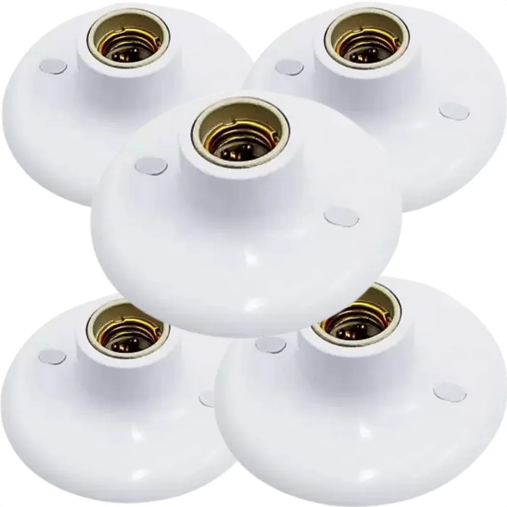 Kit 5 Pçs Plafonier Plafon Soquete Porcelana E27 100w Branco