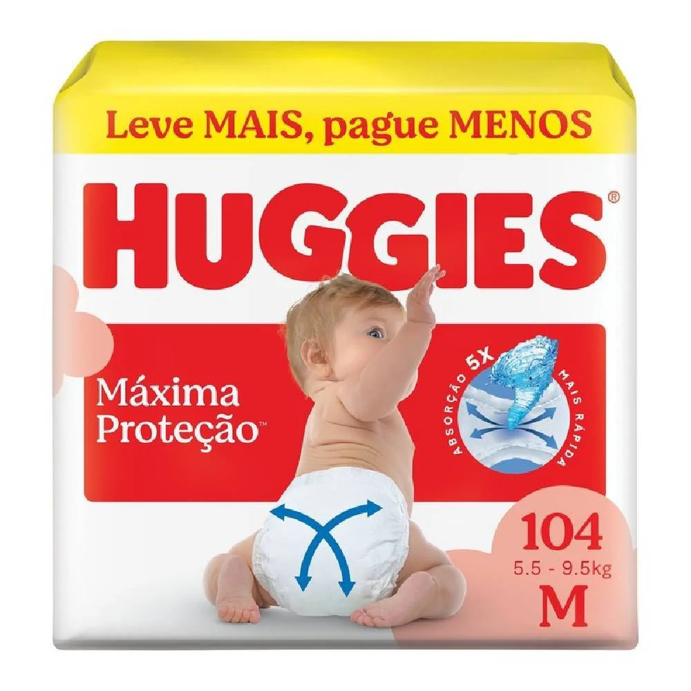 Fralda Huggies Maxima Protecao M Max 104 Unidades