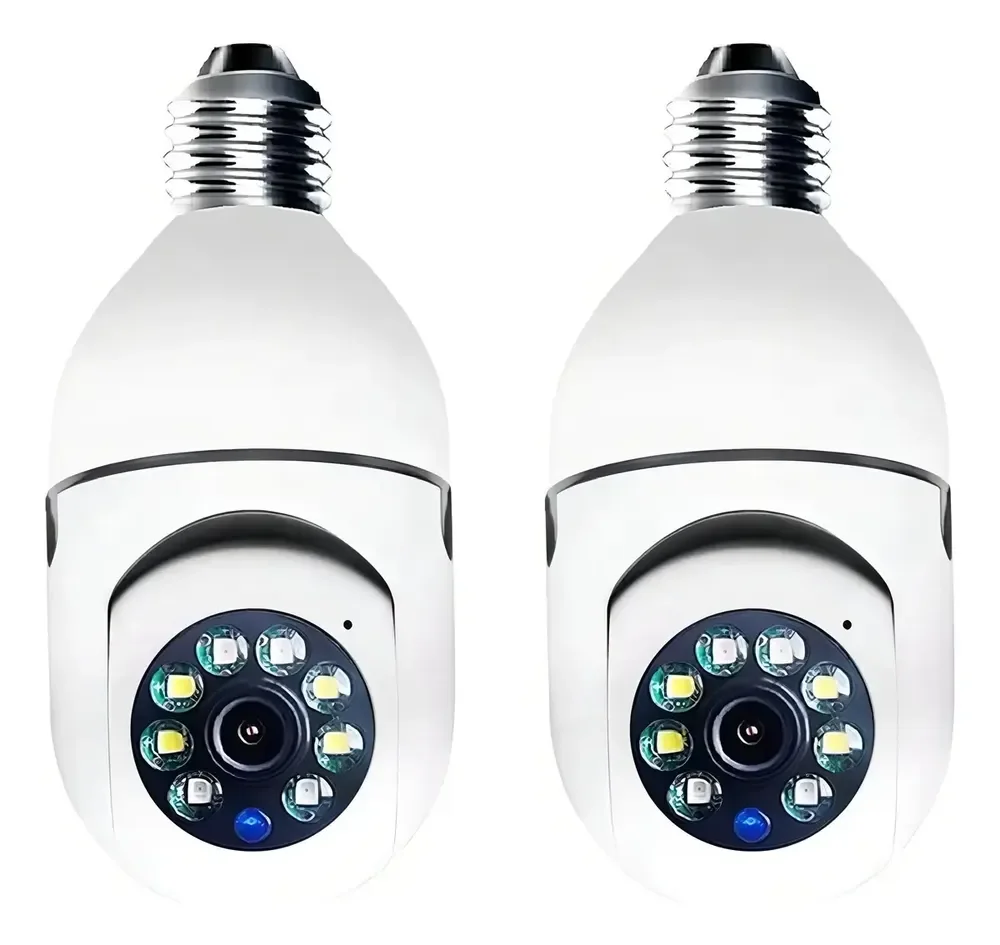 Kit 2 Câmeras Segurança 360º Jortan Wifi IP HD Visão Noturna Lâmpada