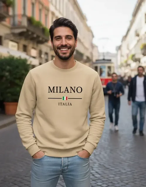 Moletom Blusa De Frio Milano Italia Casual Gola Redonda