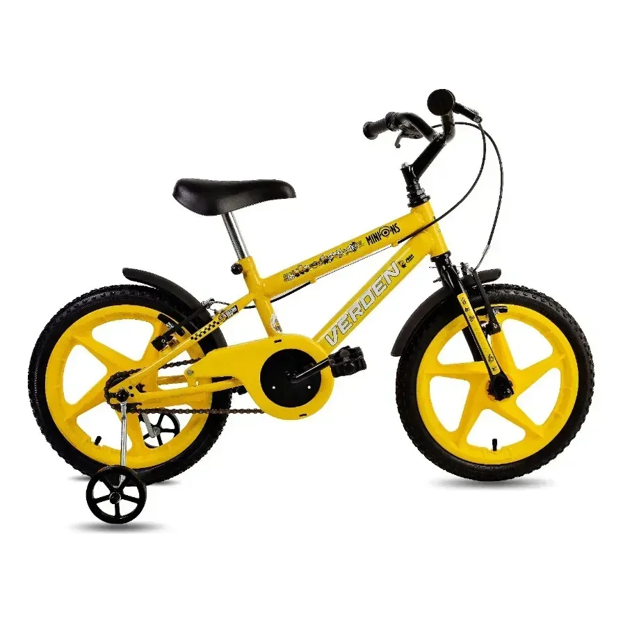 Bicicleta Infantil Menina E Menino Minions Aro 16 Amarelo Verden S