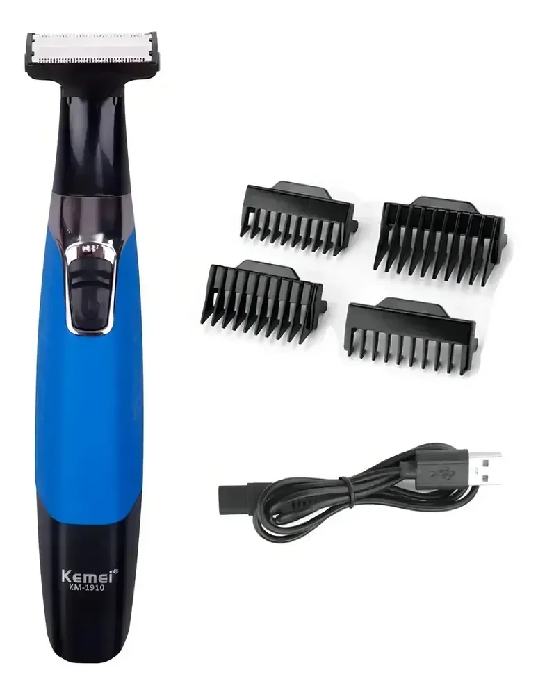 Kemei Barbeador Eletrico 1910 Removedor Pelos Intimo Mas Fem Azul
