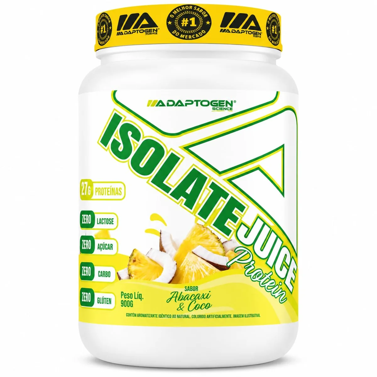 Tasty Isolate Juice Abacaxi & Coco 900g - Proteína Isolada, Zero Açúcar, Sem Lactose - Adaptogen Science
