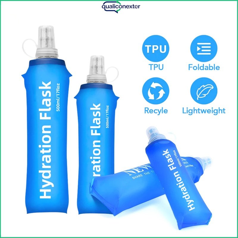 500ml Soft Silicone Foldable Water Bottle Sport Running Outdoor Traveling Running Kettle Hydration Pack Bag
