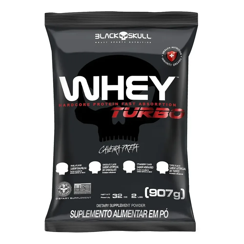Turbo Whey Protein Nutri Isolado E Concentrado Caveira Preta Sabor Baunilha