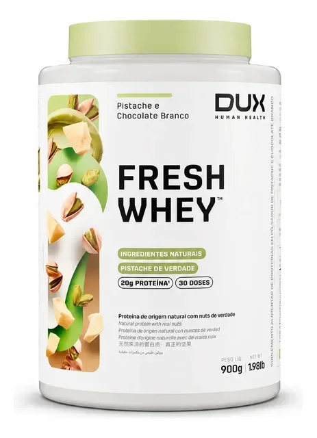 Whey Protein Fresh Whey Dux 900g Pistache Chocolate Branco Pistache E Chocolate Branco