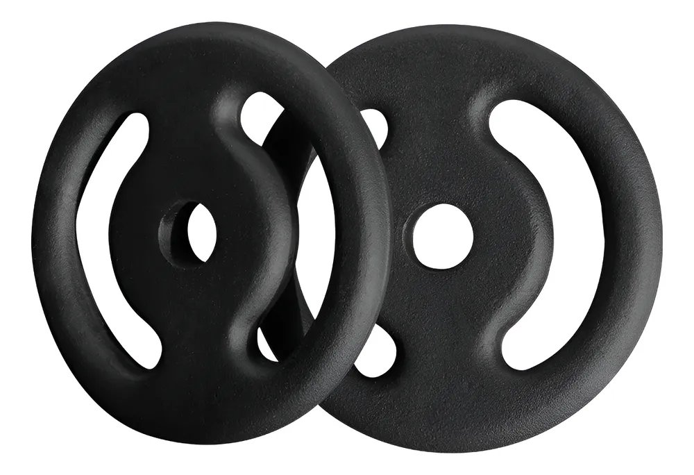Kit 2 Anilhas de 2Kg Pintada Peso Musculação Academia Preto