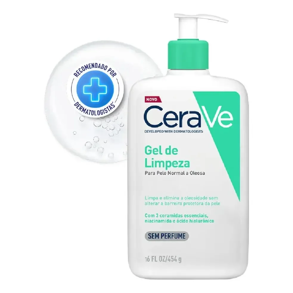Gel De Limpeza Facial Peles Normais A Oleosas Com Ácido Hialurônico Cerave, 454g Dia/noite