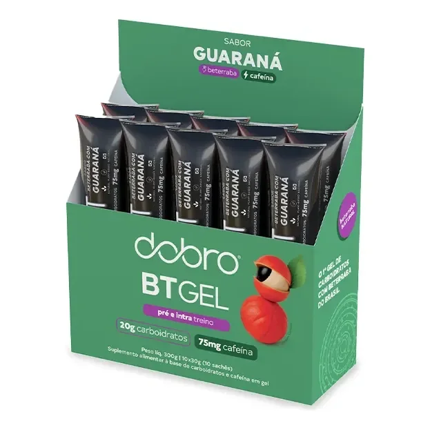 Bt Gel Com Cafeína 10 Sachês 30g Cada - Dobro Sabor Beterraba Com Guaraná Beterraba Com Guaraná E Cafeína