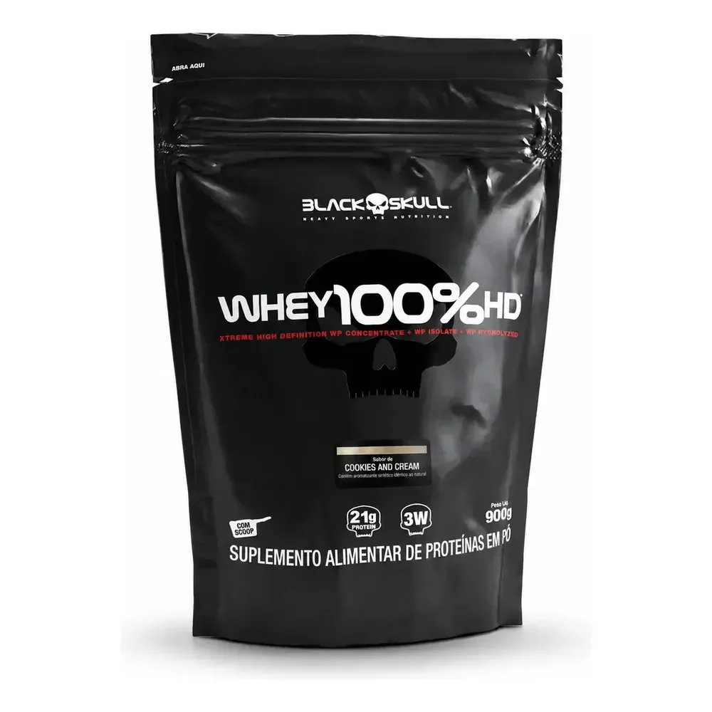 Whey 100% Hd Black Skull Refil 900g Cookies Biscoitos