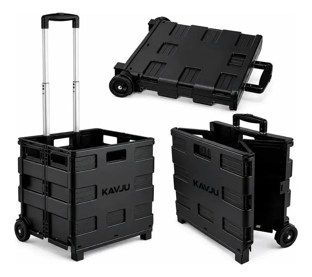 Carrinho Dobrável KAVJU 45L Preto P/ Feiras e Ferramentas KVJ-CF