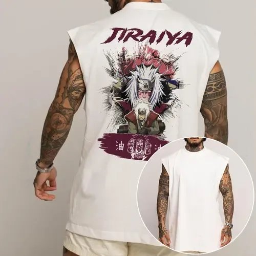 Camiseta Regata Oversized Longa Geek Jiraiya Moda Sábio Cost