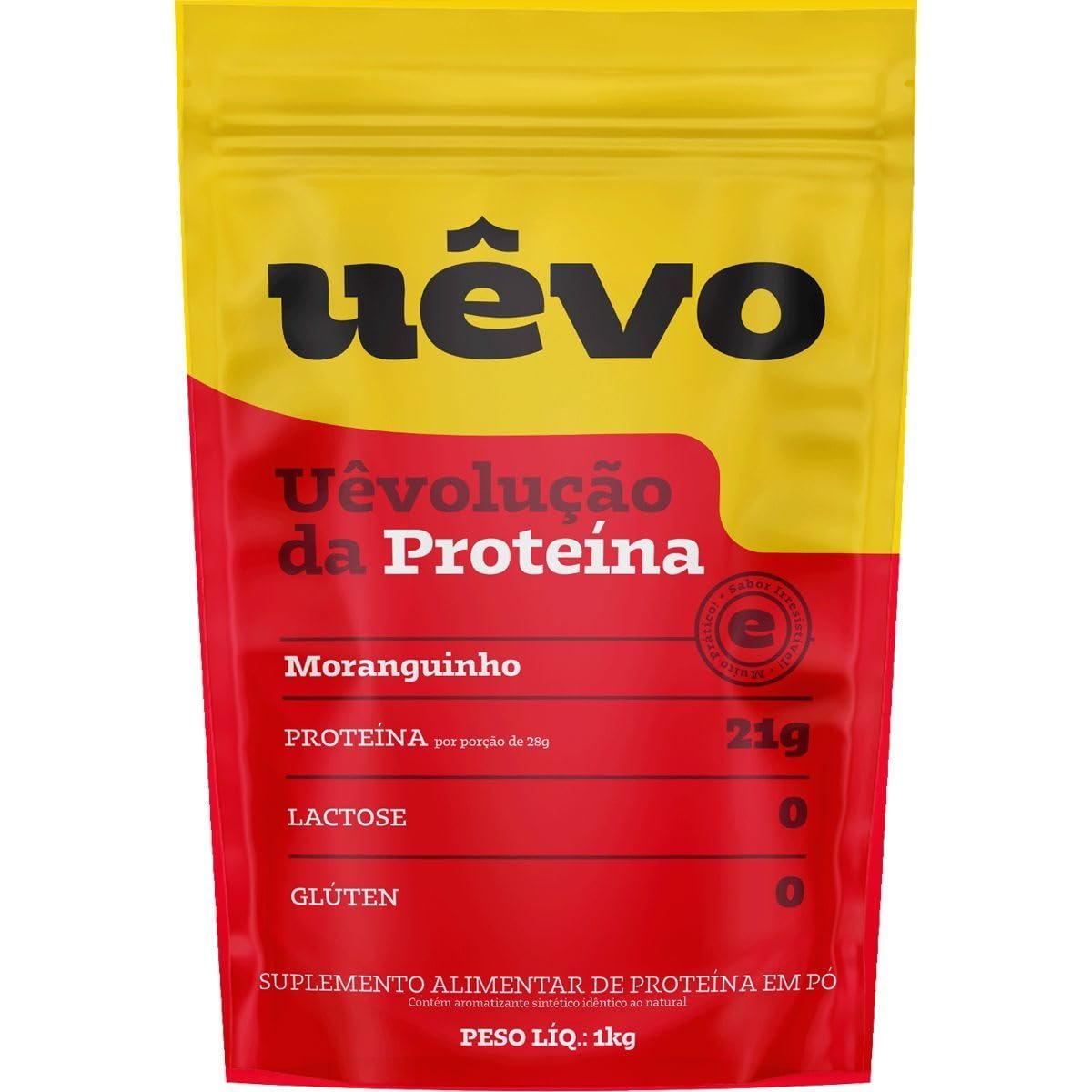 Proteina de Ovo em Pó - 1000g Refil Morango - Uêvo