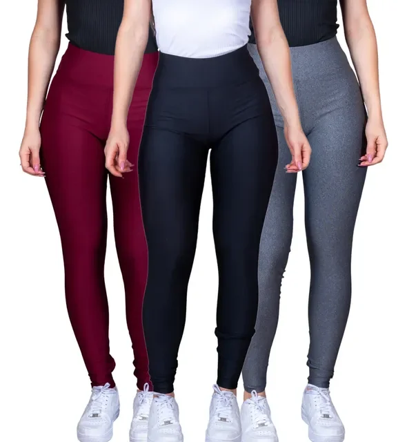 Kit 3 Calças Legging Feminina Tecido Grosso Black Friday