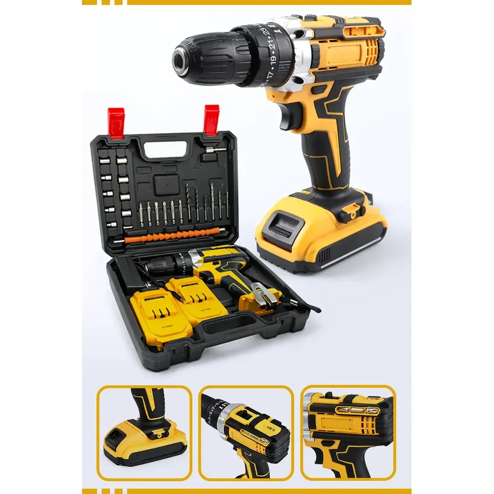 Furadeira Parafusadeira De 48v Mackie Ferramentas Com 2 Baterias E Maleta Amarelo 127/220v