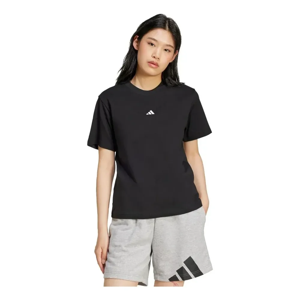 Camiseta Essentials De Algodão Com Logotipo Pequeno. adidas Preto M