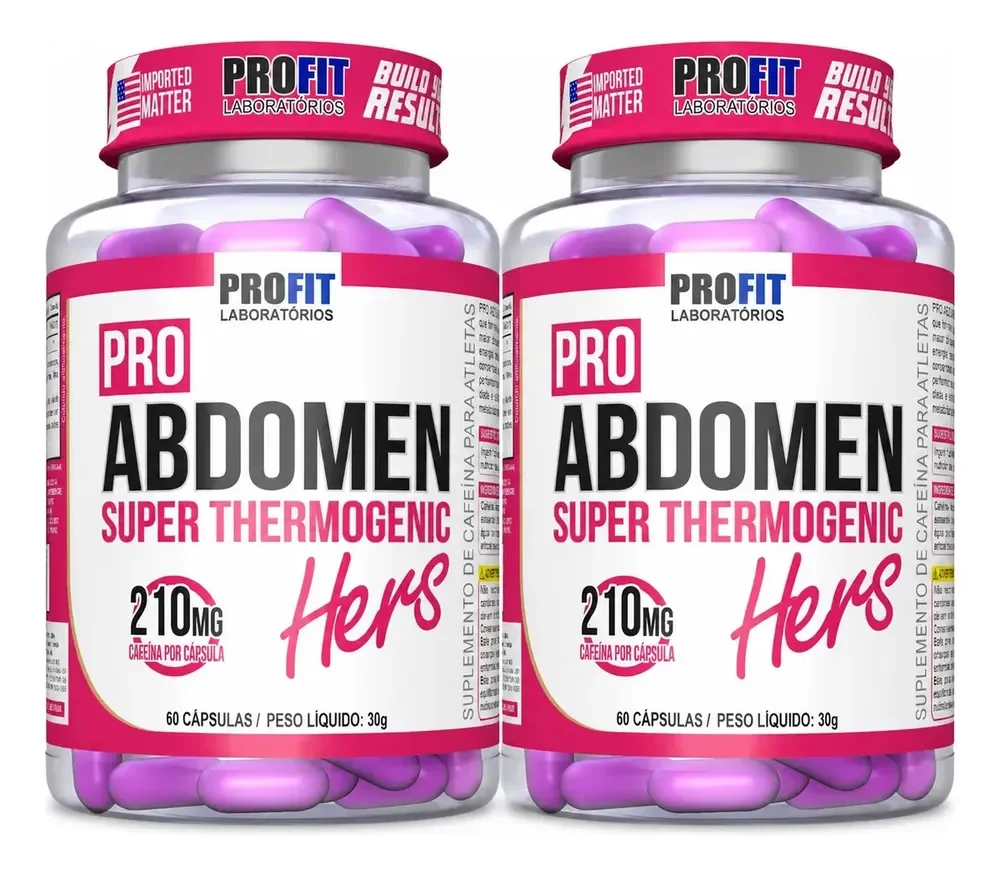 2x Pro Abdomen Hers - 60 Capsulas Cada - Profit Labs Sabor Sem Sabor