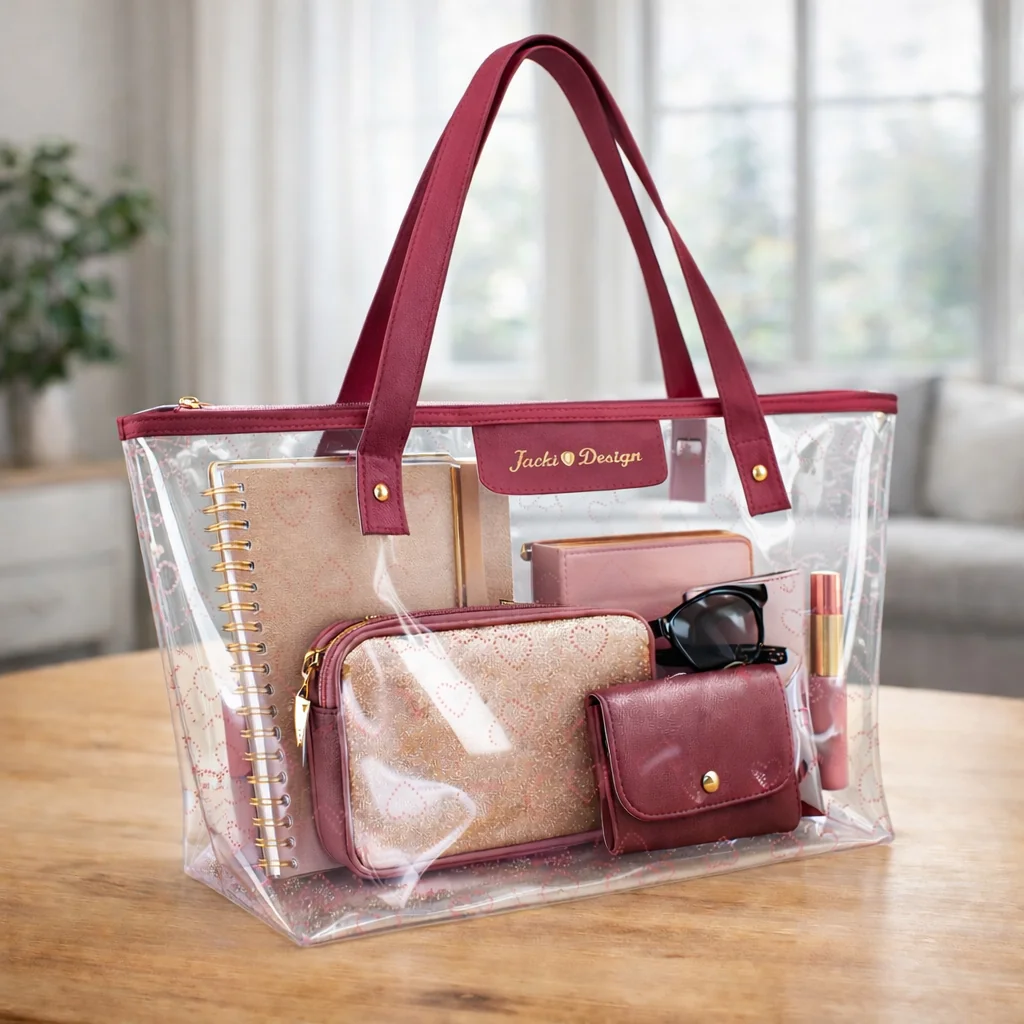 Bolsa Transparente para Trabalho - Leve e Espaçosa com melhor Custo-Benefício | Jacki Design