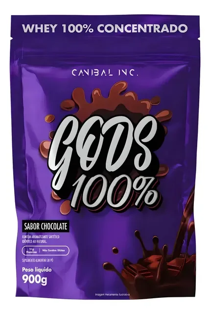 Gods Whey Protein 100% Refil 900g Chocolate - Canibal Inc